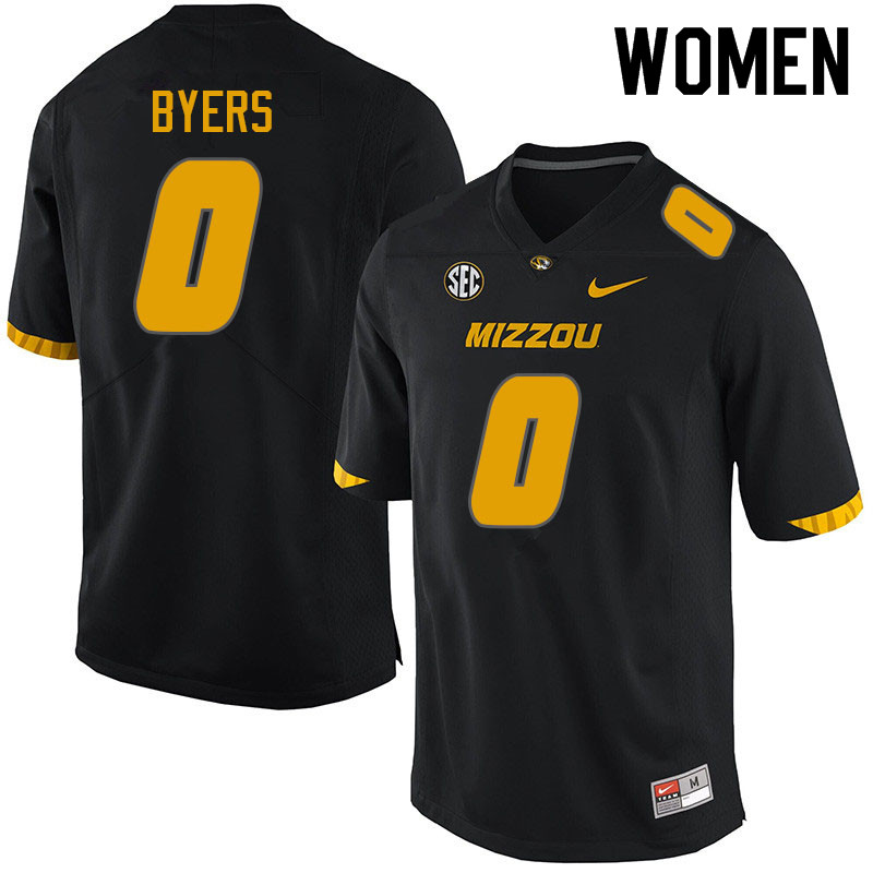 Women #0 Akial Byers Missouri Tigers College Football Jerseys Sale-Black